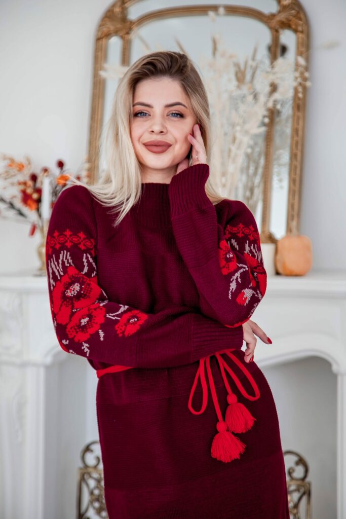 В'язана сукня Маки (бордо)