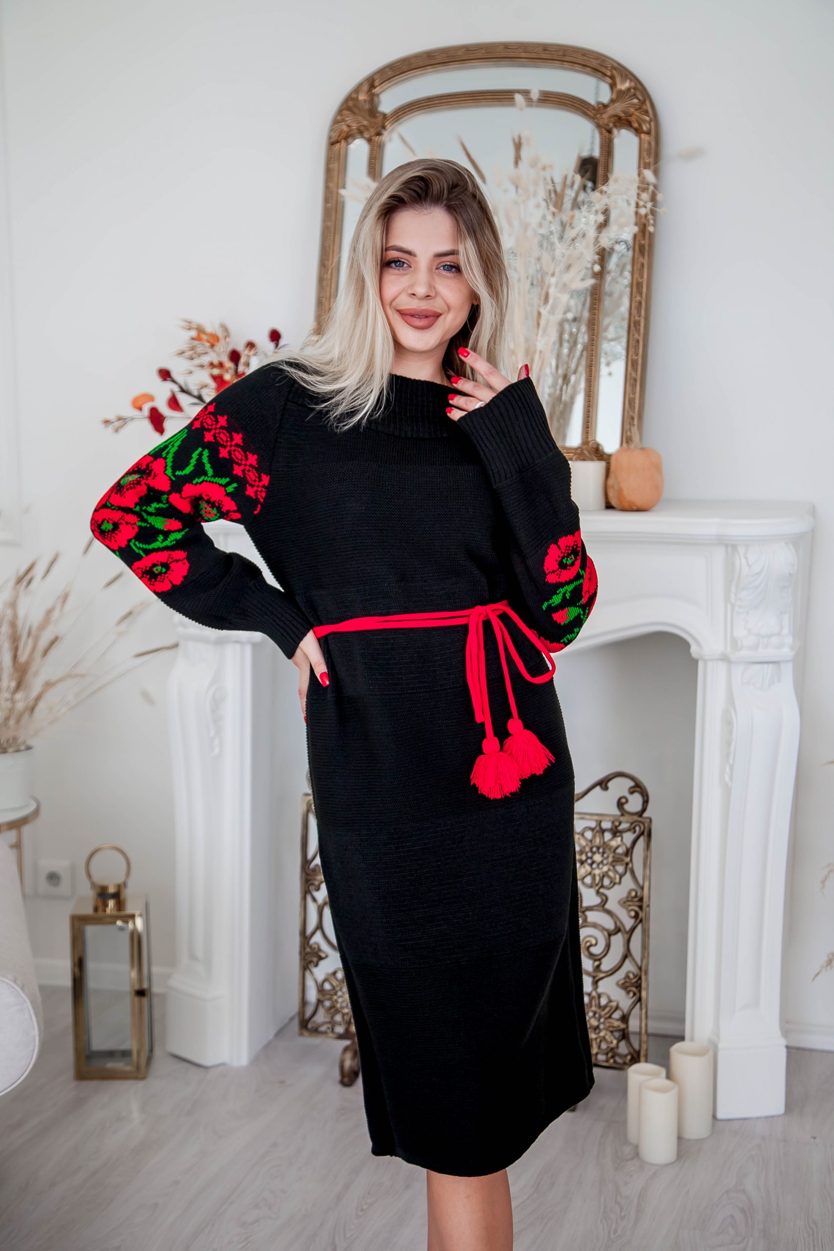 В’язана сукня Маки (чорно-червона)