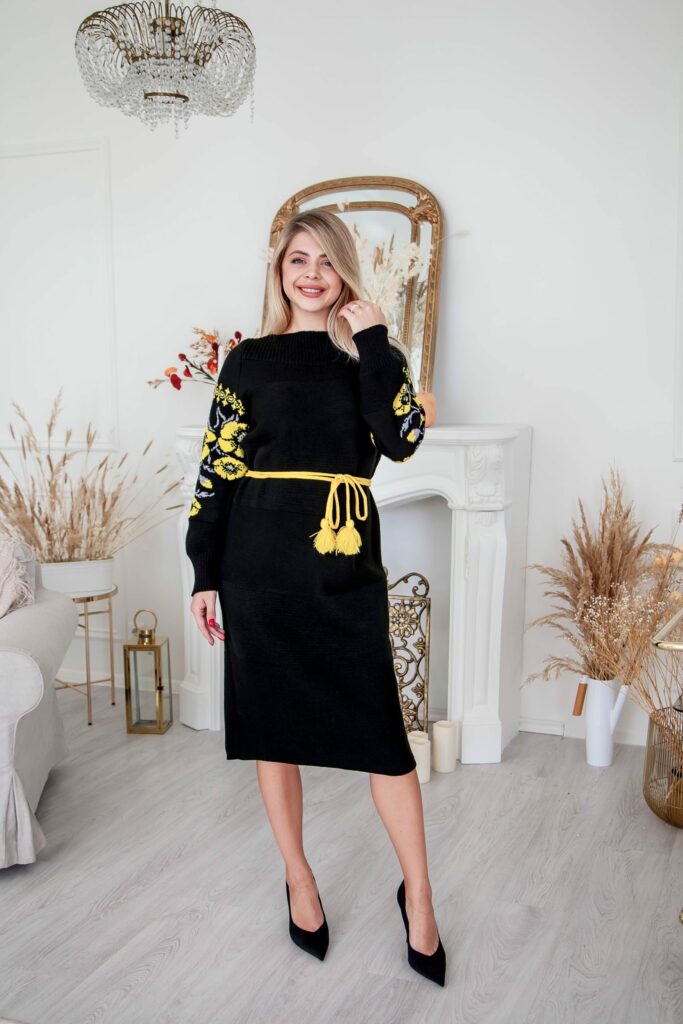 В'язана сукня Маки  (чорно-жовта)