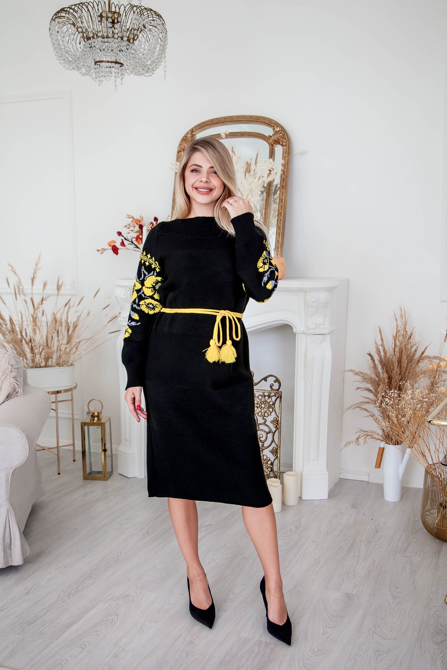 В’язана сукня Маки  (чорно-жовта)