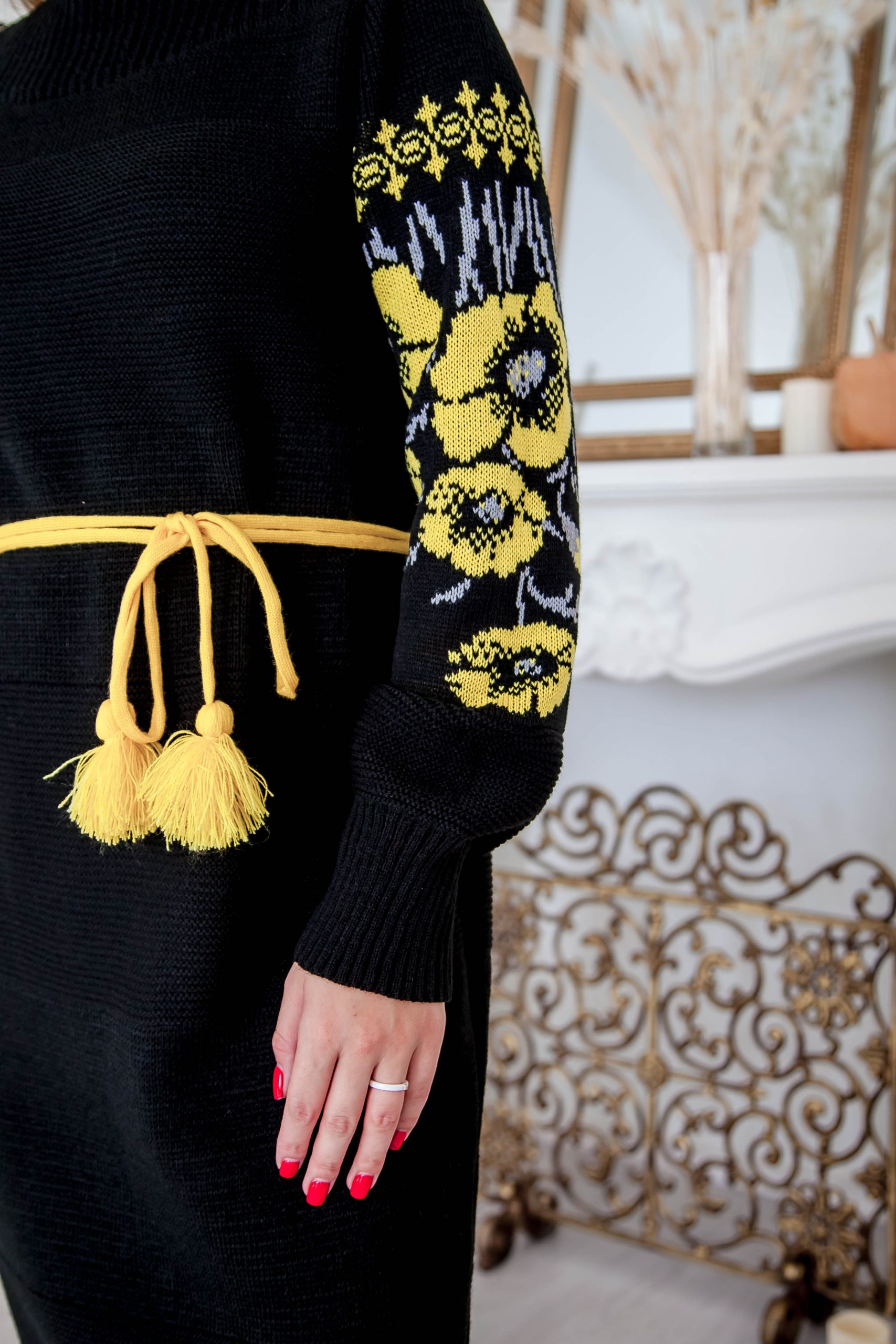 В’язана сукня Маки  (чорно-жовта)