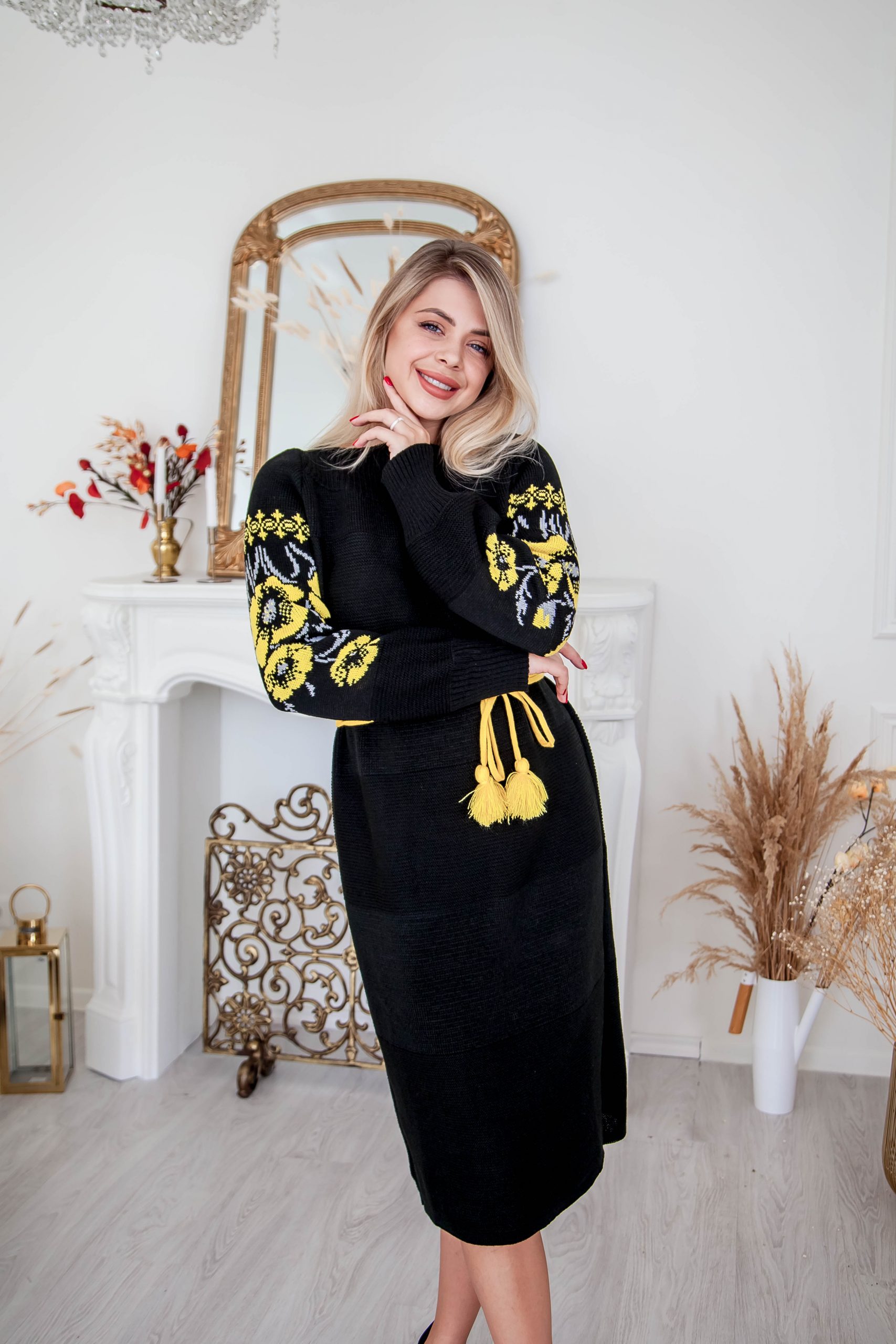В’язана сукня Маки  (чорно-жовта)