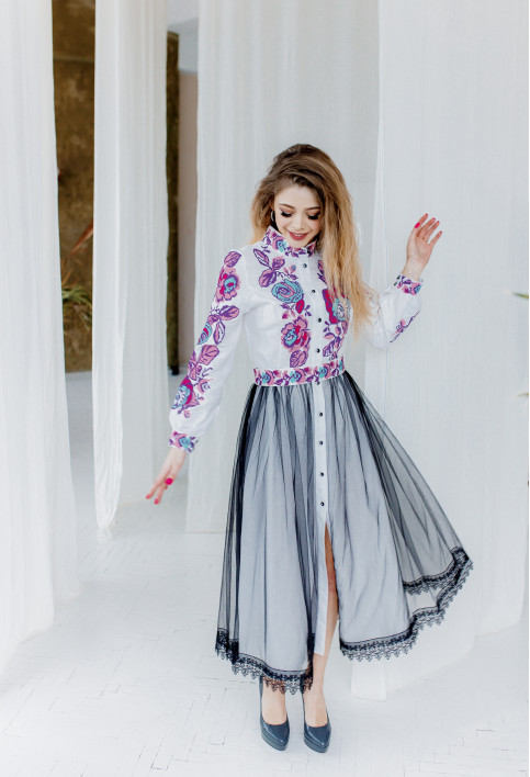 Жіноча сукня Жанета (рожево-фіолетова)