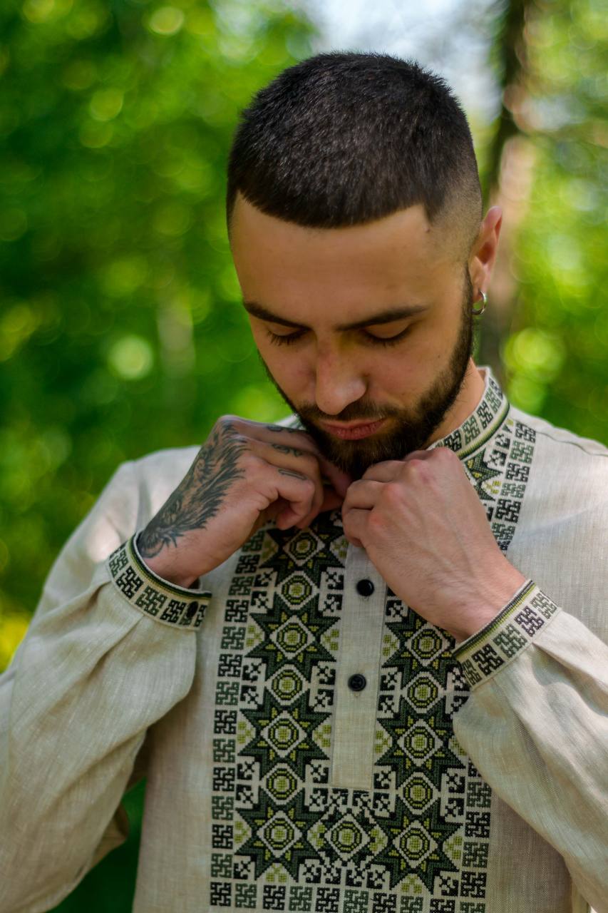 Чоловіча вишиванка Зірка (бежева)