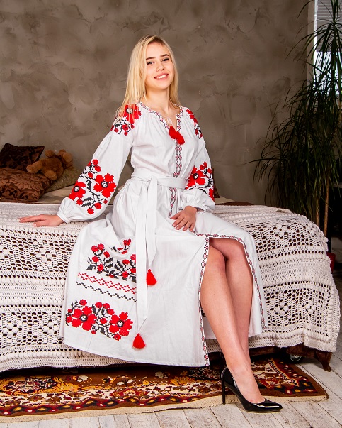 Сукня Паризький Букет (біло-червона)