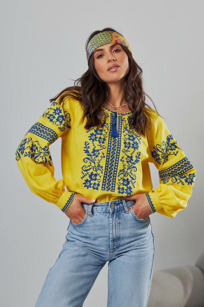 Жіноча вишиванка "Бандерівка" (жовто-блакитна)