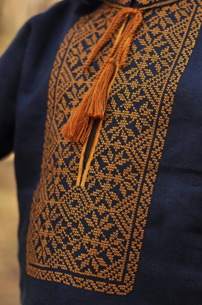 Вишиванка для хлопчика (темно-синя з золотим) hover image