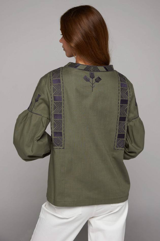 Жіноча вишиванка Класика (хакі)