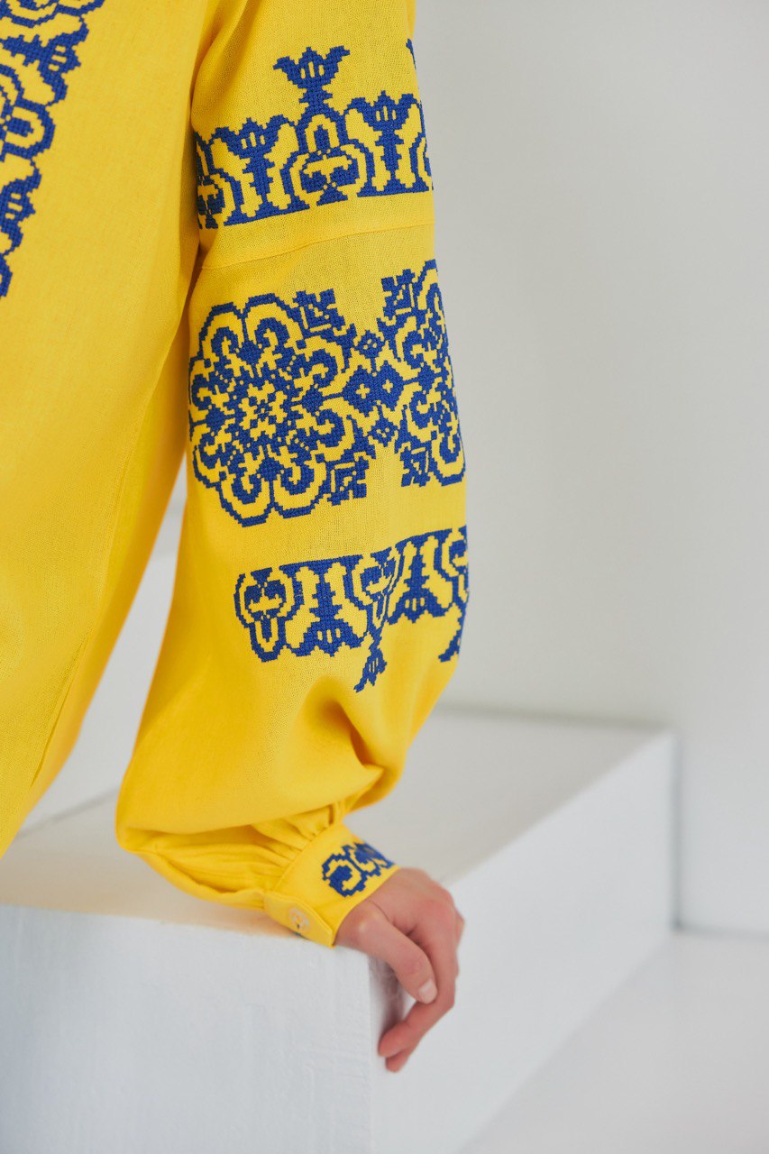 Жіноча вишита сорочка Козачка (жовто-блакитна)