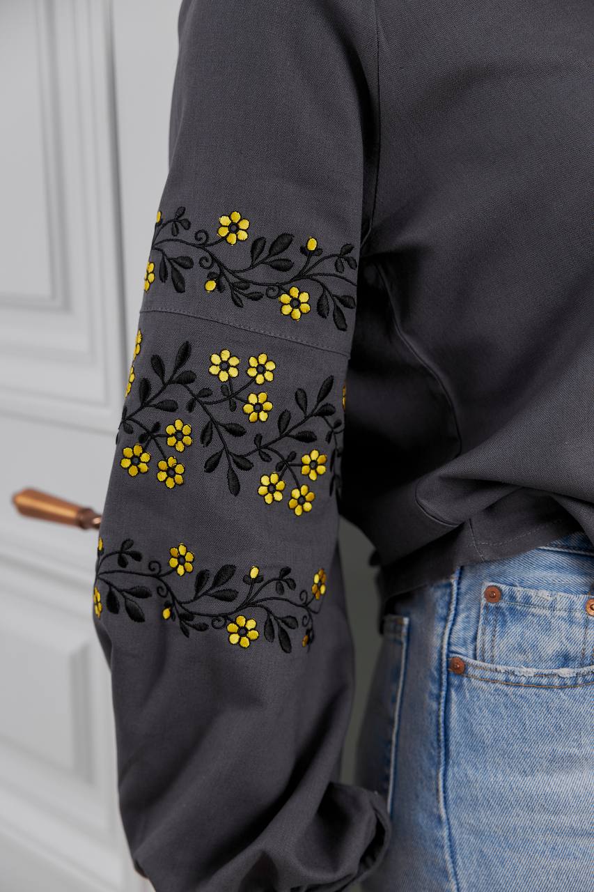 Жіноча вишита сорочка Подолянка (сіра)