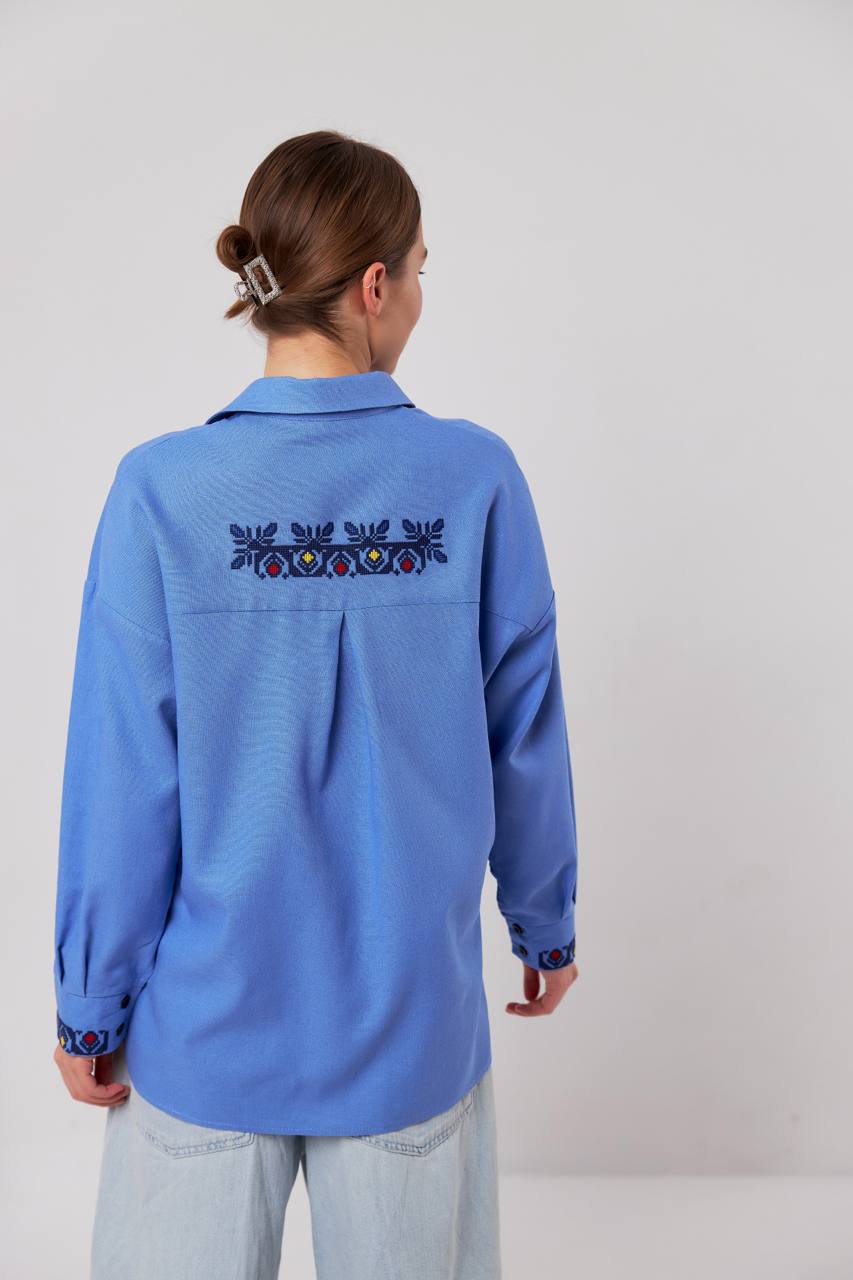 Жіноча вишиванка Серпанок (блакитна) hover image