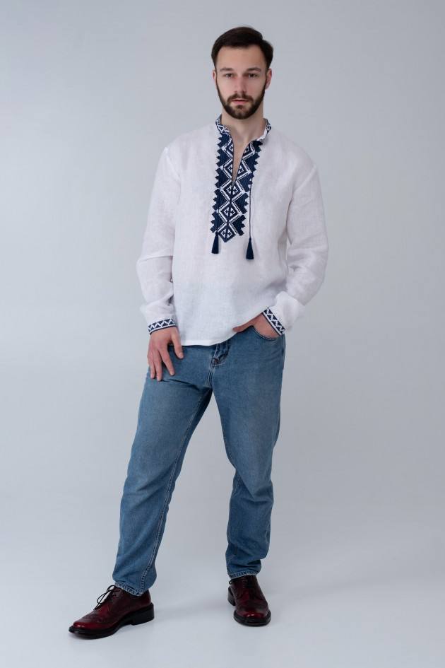 Чоловіча вишита сорочка Синевир (біла)