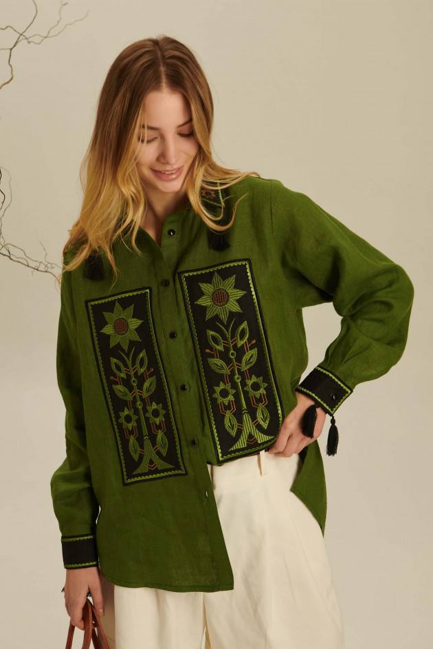 Жіноча вишиванка Сонях (зелена)