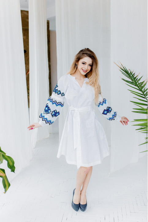 Жіноча сукня Христина (біло-синя)