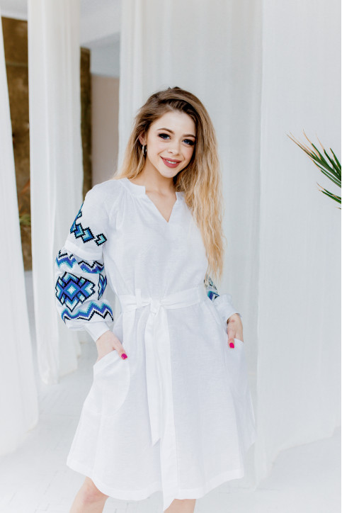 Жіноча сукня Христина (біло-синя) hover image