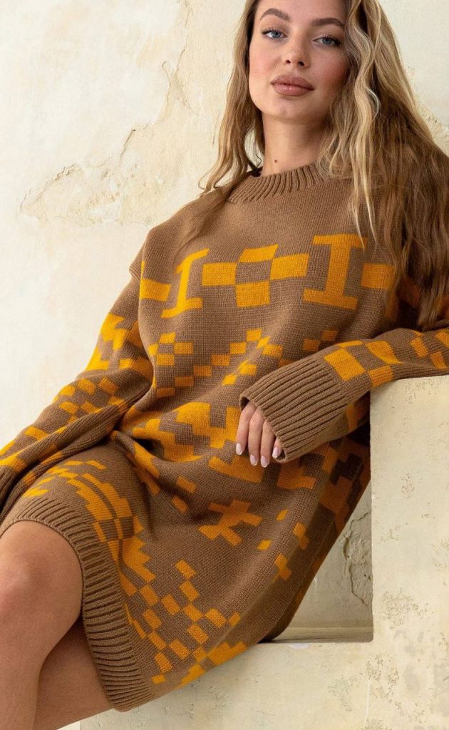 В'язана сукня Марена (коричнева)