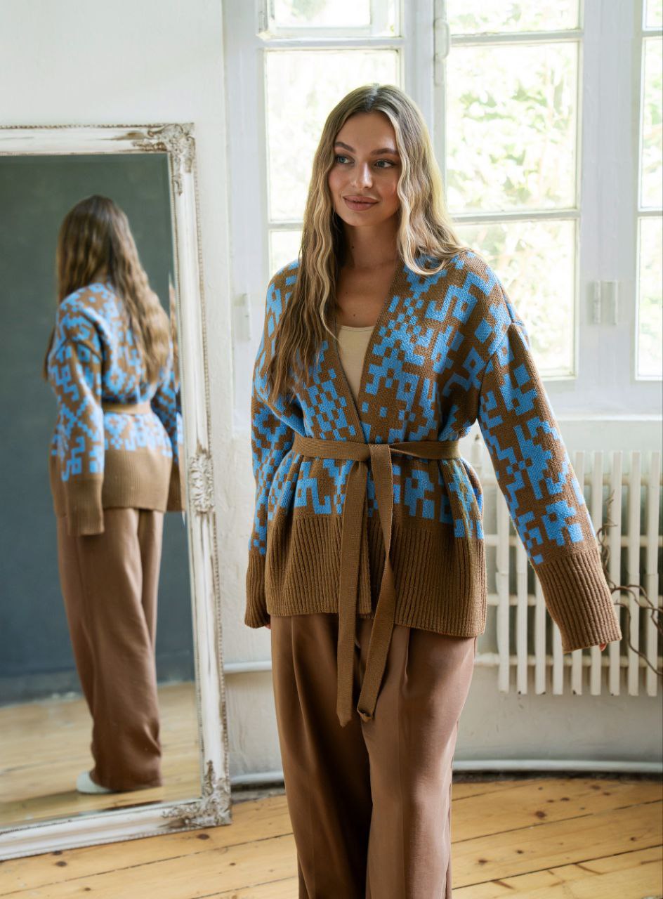 Кардиган “Вояж” (коричнево-блакитний)