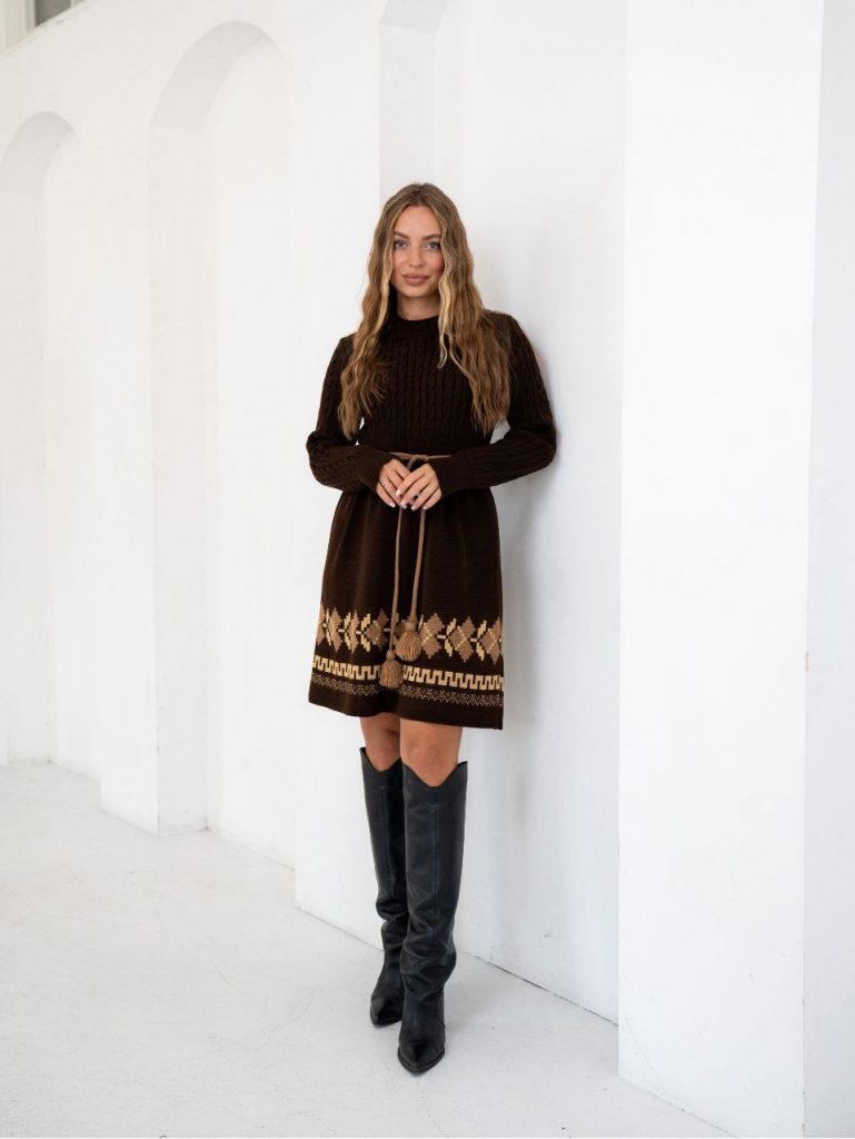 В'язана сукня Етно (шоколадна)