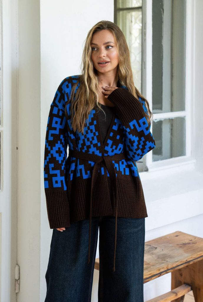 Кардиган "Вояж" (шоколадно-блакитний)