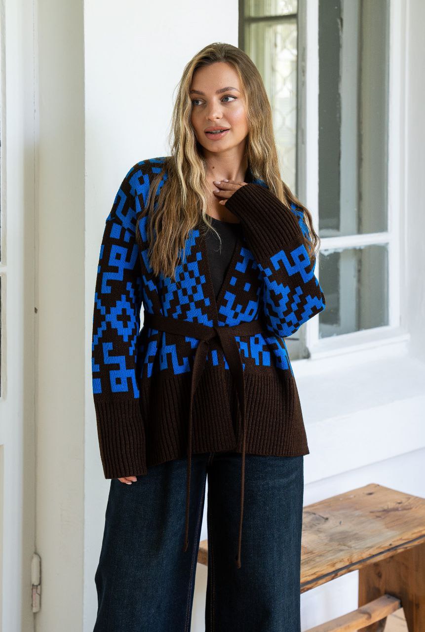 Кардиган “Вояж” (шоколадно-блакитний)