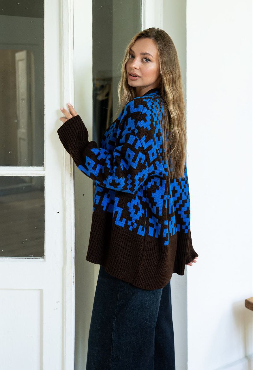 Кардиган “Вояж” (шоколадно-блакитний)